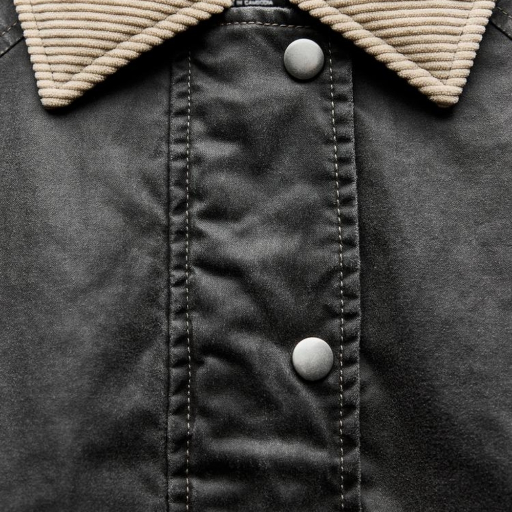 Zara CORDUROY COLLAR WAXED JACKET Large - Picture 4 of 7